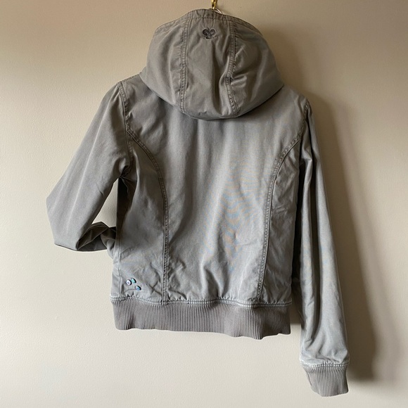 TNA Vintage Grey Bomber Jacket Teal Tie Dye Lining - Picture 2 of 11